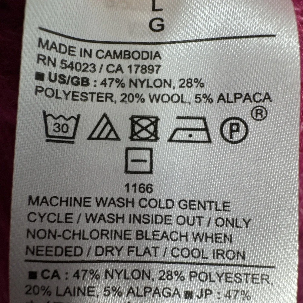 New‎ BANANA REPUBLIC magenta bright pink wool blend  sweater Large -NWT!
